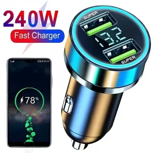 240W Autoladegerät Schnellladeadapter USB für iPhone Samsung Xiaomi Huawei