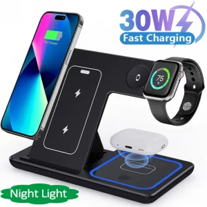 30W Kabellose Ladegerät Station für iPhone 15 14 13 12 Apple Watch AirPods Pro